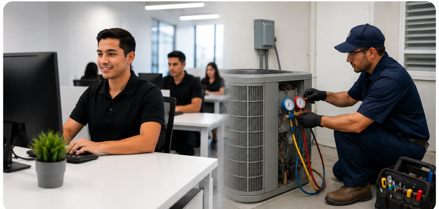 Nearshore staffing for HVAC businesses with remote support and HVAC technicians